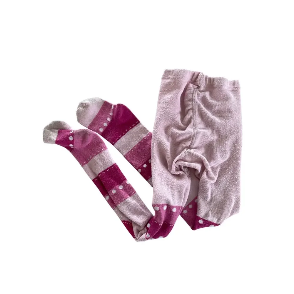 Naartjie Pink Striped Tights - Size 6-8 Years